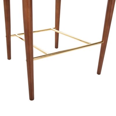 BAR STOOL SIRUS PLUS HM18147.04 WALNUT WOOD-METAL IN GOLD-FABRIC IN GREY 52x59x101Hcm.