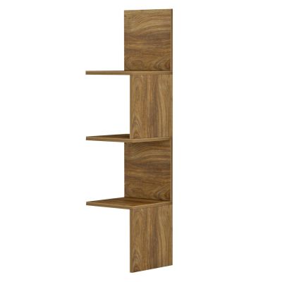 WALL CORNER SHELVES/BOOKCASE ILLUSION HM8935.11 MELAMINE IN DARK NATURAL 25x25x105,4Hcm.