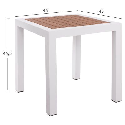 Aluminum Table HM5403.01 White with Polywood 45Χ45Χ45,5