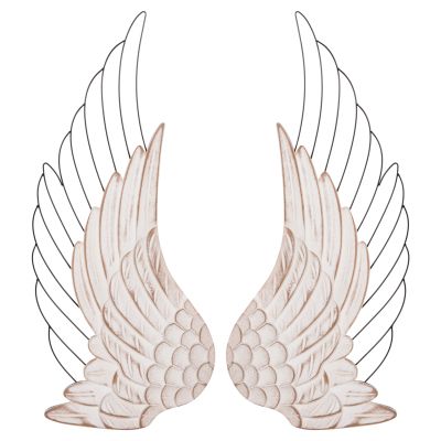 WALL DECORATION WINGS HM4223 MDF IN WHITE-BLACK METAL 39x1,5x92Hcm.