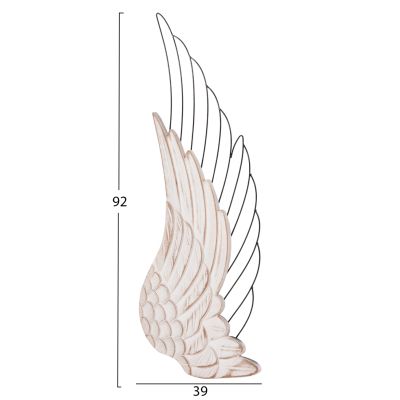 WALL DECORATION WINGS HM4223 MDF IN WHITE-BLACK METAL 39x1,5x92Hcm.