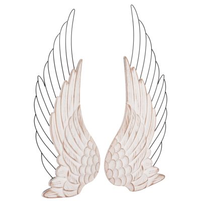 WALL DECORATION WINGS HM4223 MDF IN WHITE-BLACK METAL 39x1,5x92Hcm.