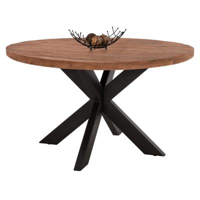 ROUND DINING TABLE MONTANA SUPERIOR HM9903 SOLID ACACIA WOOD TOP 4cm. Φ120Χ77Hcm.