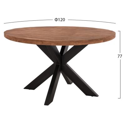 ROUND DINING TABLE MONTANA SUPERIOR HM9903 SOLID ACACIA WOOD TOP 4cm. Φ120Χ77Hcm.