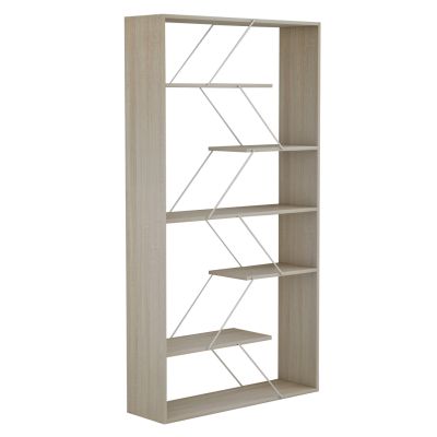 BOOKCASE TARS MELAMINE SONOMA-WHITE METAL RODS 84x24x157Hcm.HM2240.11