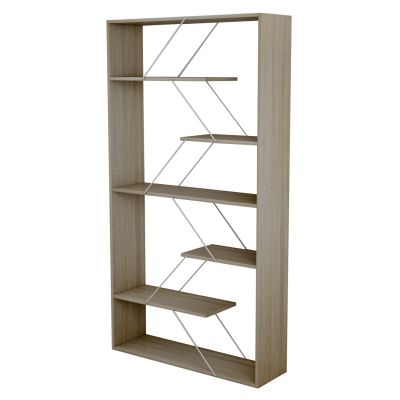 BOOKCASE TARS MELAMINE SONOMA-WHITE METAL RODS 84x24x157Hcm.HM2240.11