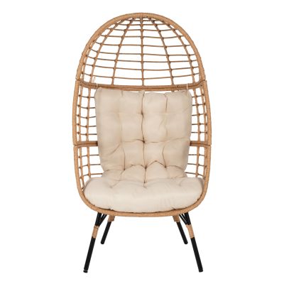 ARMCHAIR NEST-TYPE RATTAN HM5869.01 METAL LEGS BLACK 77x72x148 cm.