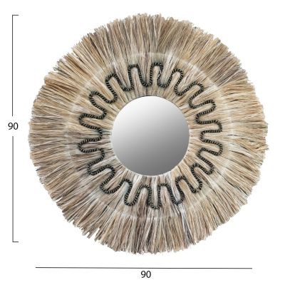 ОГЛЕДАЛО КРЪГЛО С РАМКА ОТ ВЛАКНА АБАКА В НАТУРАЛНО-ЧЕРНО 90x4x90Hcm.HM7750