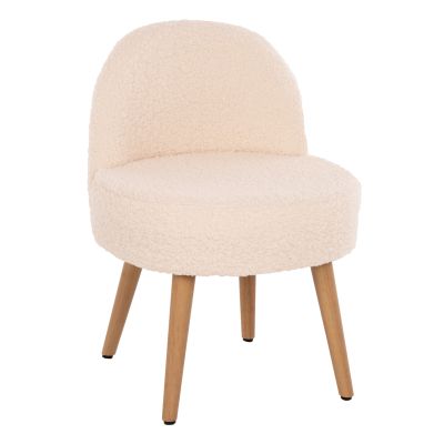 STOOL YASMINE HM8395.20 LOW BACKREST- BOUCLE FABRIC IN ECRU COLOR-WOODEN LEGS 47x46x64,5Hcm.