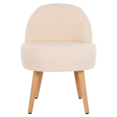 STOOL YASMINE HM8395.20 LOW BACKREST- BOUCLE FABRIC IN ECRU COLOR-WOODEN LEGS 47x46x64,5Hcm.