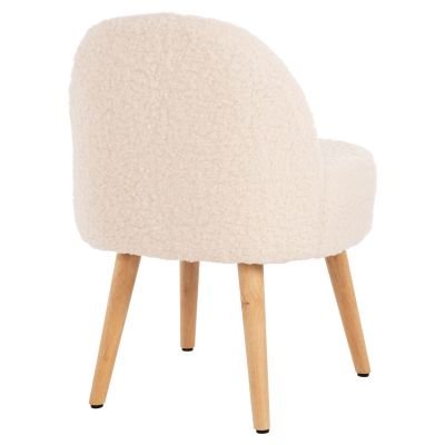 STOOL YASMINE HM8395.20 LOW BACKREST- BOUCLE FABRIC IN ECRU COLOR-WOODEN LEGS 47x46x64,5Hcm.