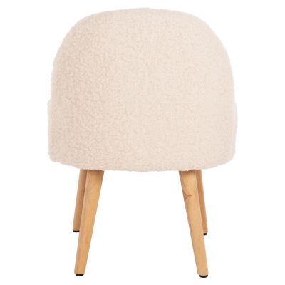 STOOL YASMINE HM8395.20 LOW BACKREST- BOUCLE FABRIC IN ECRU COLOR-WOODEN LEGS 47x46x64,5Hcm.