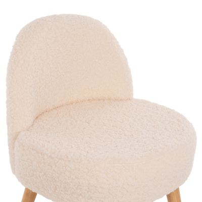 STOOL YASMINE HM8395.20 LOW BACKREST- BOUCLE FABRIC IN ECRU COLOR-WOODEN LEGS 47x46x64,5Hcm.