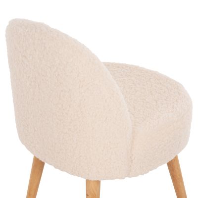 STOOL YASMINE HM8395.20 LOW BACKREST- BOUCLE FABRIC IN ECRU COLOR-WOODEN LEGS 47x46x64,5Hcm.