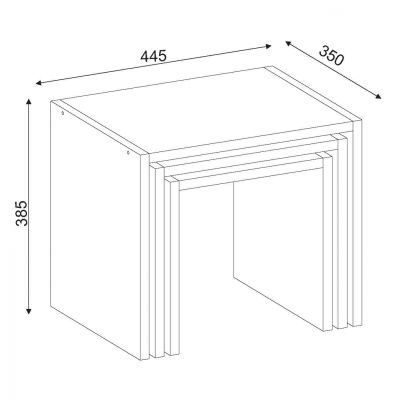 NESTING TABLES 3 PCS MELAMINE HM9069.01 WHITE 44.5x35x38.5Y cm.