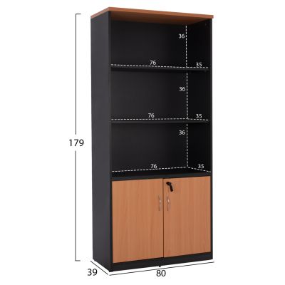 Professional office bookcase HM2014.01 oak color with 2 doors 80Χ40Χ180