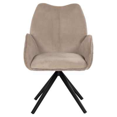 DINING ARMCHAIR SHAI HM9844.04 BEIGE FABRIC-BLACK METAL BASE 61x63x93Hcm.