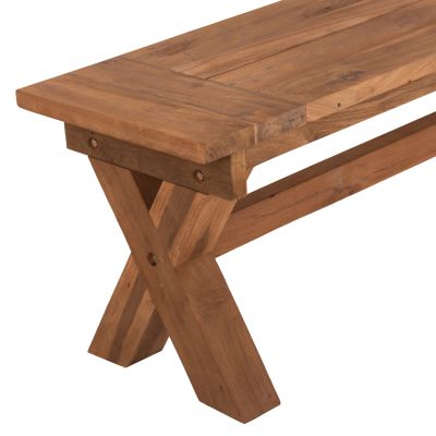 OUTDOOR BENCH HM9564 RECYCLED TEAK WOOD IN NATURAL COLOR 220x40x45Hcm.