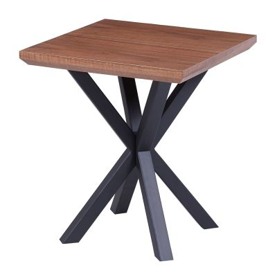 SIDE TABLE HM9471.02 MDF WITH WALNUT VENEER TOP-BLACK METAL BASE 50x50x58Hcm.