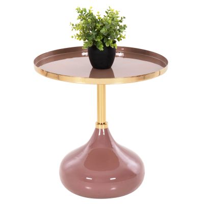 SIDE TABLE ROUND UTRI HM4241.06 METAL IN WARM PINK-BEIGE Φ46x46,5Hcm.