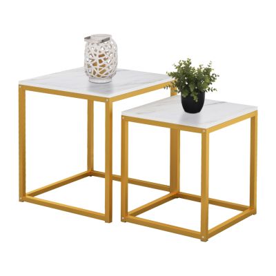 SIDE TABLES GRELAY SET 2PCS MDF & METAL 45Χ45Χ50Hcm.HM8762.11