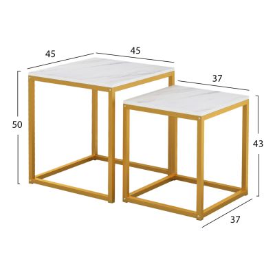 SIDE TABLES GRELAY SET 2PCS MDF & METAL 45Χ45Χ50Hcm.HM8762.11