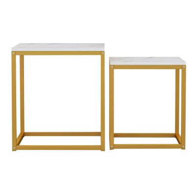 SIDE TABLES GRELAY SET 2PCS MDF & METAL 45Χ45Χ50Hcm.HM8762.11