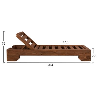 Шезлонг дървен тежкотоварен Macadonia HM5646.01 Орех 204X77,5X29cm