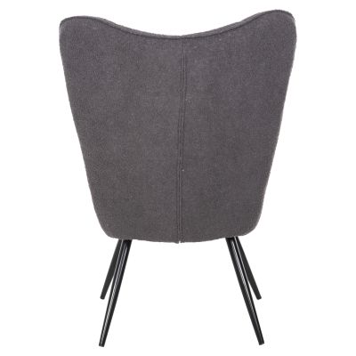 ARMCHAIR CRAWLEY WITH FOOTSTOOL HM8918.21 GREY BOUCLE FABRIC-BLACK METAL LEGS 70x74x105Hcm.