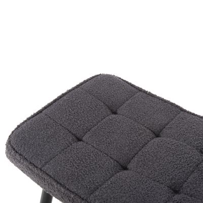 ARMCHAIR CRAWLEY WITH FOOTSTOOL HM8918.21 GREY BOUCLE FABRIC-BLACK METAL LEGS 70x74x105Hcm.