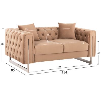 LIVING ROOM COMBO t.CHESTERFIELD MOBAR HM11935.03 BEIGE VELVET-METAL LEGS