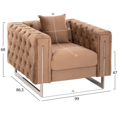 LIVING ROOM COMBO t.CHESTERFIELD MOBAR HM11935.03 BEIGE VELVET-METAL LEGS