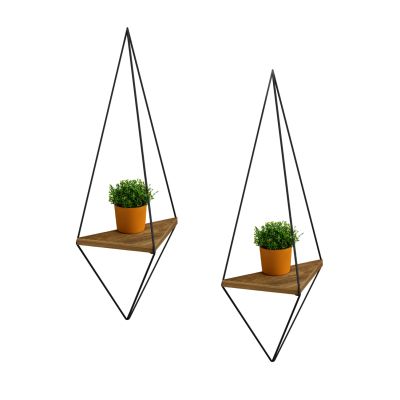 WALL SHELF 2PCS SET CANNARD HM8925.11 MELAMINE IN NATURAL-BLACK METAL 23x15x60Hcm.