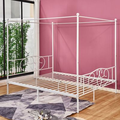 HM572.02 JACLYN, Metal bed with canopy, 90x190cm, white