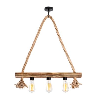 WOODEN PENDANT LIGHT WITH ROPE HM7246 60x9x60 cm.