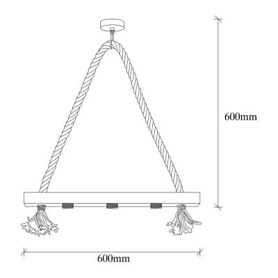 WOODEN PENDANT LIGHT WITH ROPE HM7246 60x9x60 cm.