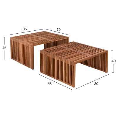 ХОЛНА МАСА КОМПЛЕКТ 2 БР. NYA HM9546 ТИКОВО ДЪРВО В ЕСТЕСТВЕН ЦВЯТ 86x79x46Hcm.