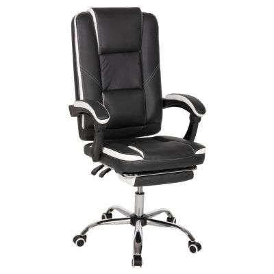 OFFICE CHAIR SEENA HM1190.02 BLACK-WHITE PU-FOLDING FOOTREST 62x65x115Hcm.