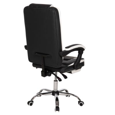 OFFICE CHAIR SEENA HM1190.02 BLACK-WHITE PU-FOLDING FOOTREST 62x65x115Hcm.