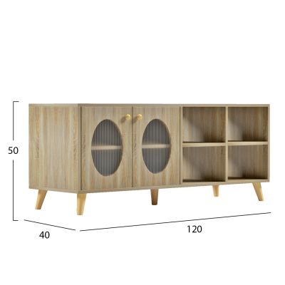 TV CABINET RILLION HM9879 MELAMINE IN SONAMA COLOR 120x40x51Hcm.