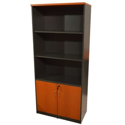 Professional office bookcase HM2014.03 cherry color with 2 doors 80Χ40Χ180cm