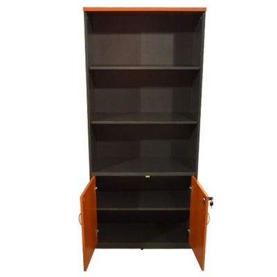 Professional office bookcase HM2014.03 cherry color with 2 doors 80Χ40Χ180cm