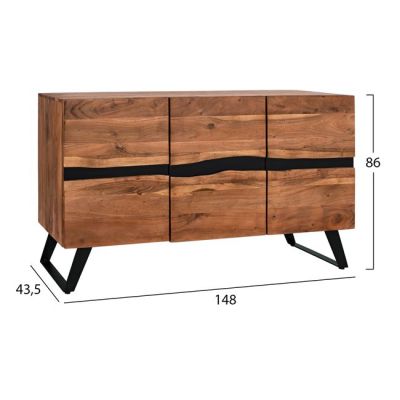 Buffet HM8173 Alicia from Solid acacia Wood natural 148x43.5x86cm