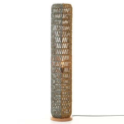 FLOOR STANDING LAMP HM4356 METAL-PAPER ROPE IN BEIGE-PISTACHIO GREEN Φ23Χ123Hcm.