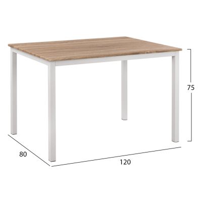 DINING TABLE GOOSE HM9532.02 SONAMA MDF-WHITE METAL LEGS 120X80Χ75Hcm.