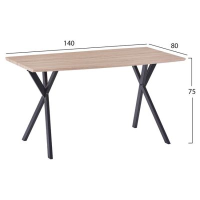 Table Alarick HM8550.01 MDF Surface Sonama & Metallic Legs 140x80x75cm