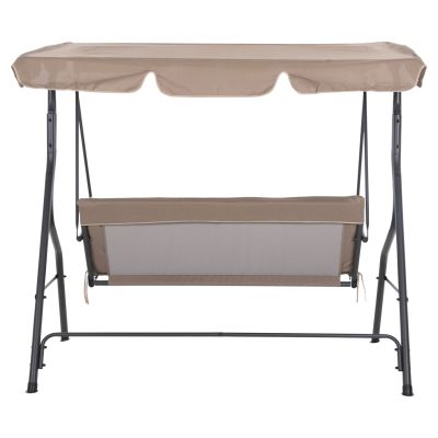 PORCH SWINGER 3-SEATER WITH SUNSHIELD LIKID HM5979.02 METAL GREY- FABRIC IN BROWN 174x110x200Hcm.