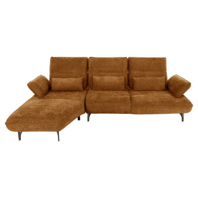 CORNER (LEFT) SOFA-BED CONVERT HM3268.02L BRICK RED FABRIC 283x188x100Hcm.