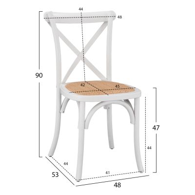 Дървен стол Owen Стифиращ се от бук в бял цвят с кръстосана облегалка HM8575.14 48x53x90 см