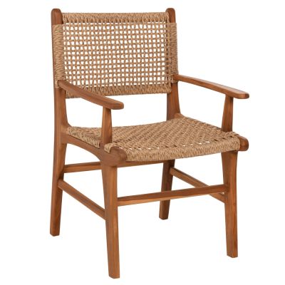 ARMCHAIR NESHA ΗΜ9985.11 SOLID TEAK NATURAL COLOR KNITTED RATTAN ROPE 57Χ57Χ86Hcm.